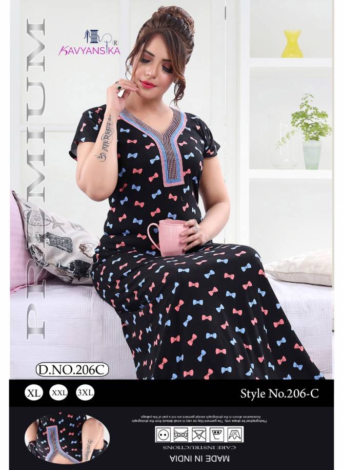 Kavyansika 206 Night Wear Embroidery Printed Nighty Collection